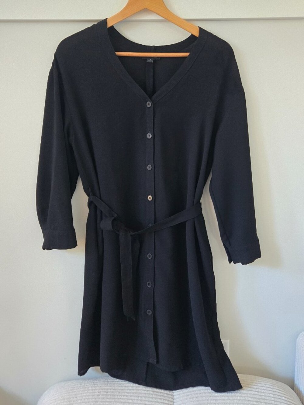Frank And Oak button up flowy tie waist dress